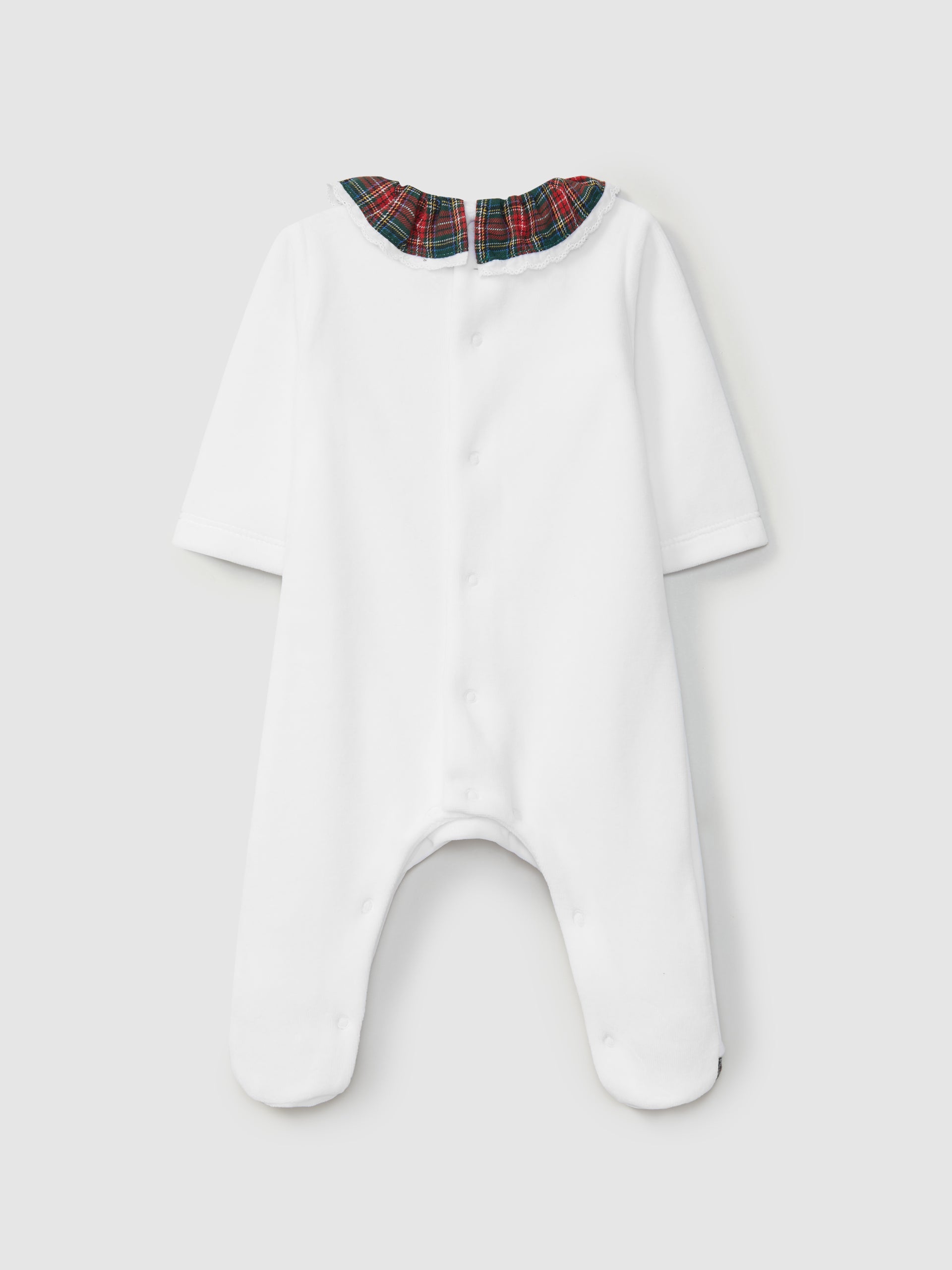 BABYGROW VELOURS A CARREAUX COL A VOLANT